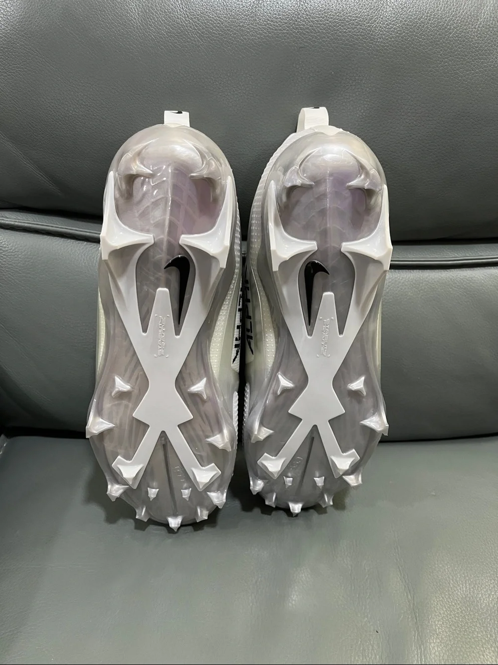 Nike Men’s White & Black Alpha Football Cleats with Neon Yellow Accents